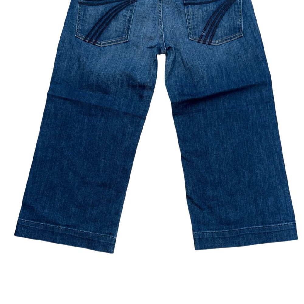 7 For All Mankind 7FAM Crop Dojo Womens Jeans 32 21 Medium Wash Embroidered - Picture 7 of 8